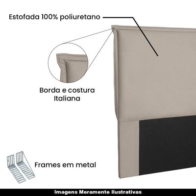 Cabeceira Decorativa Casal 1,40M Trento Suede Bege - Gran Belo