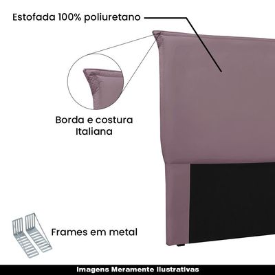 Cabeceira Decorativa Casal 1,40M Trento Veludo Uva - Gran Belo