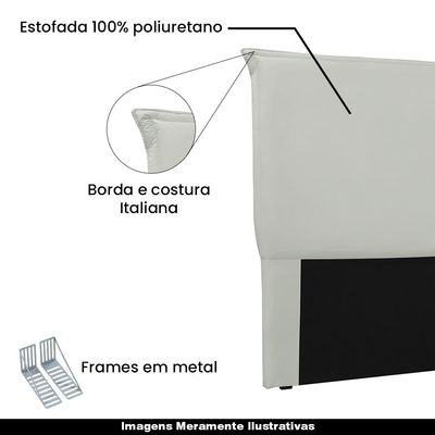 Cabeceira Decorativa King Size 1,95M Trento Veludo Prata - Gran Belo