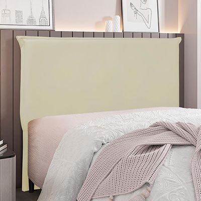 Cabeceira Decorativa Casal 1,40M Trento Veludo Bege - Gran Belo