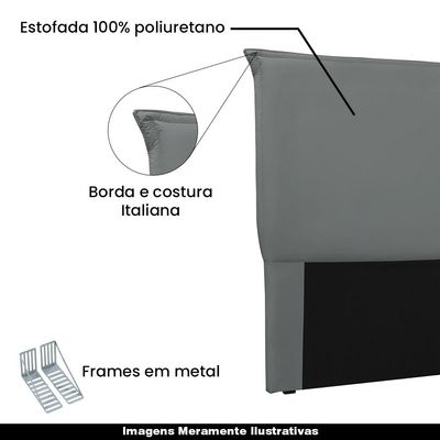 Cabeceira Decorativa Queen Size 1,60M Trento Veludo Cinza - Gran Belo