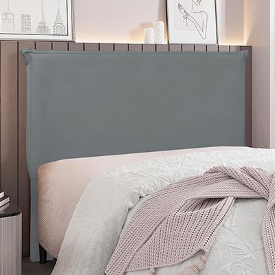 Cabeceira Decorativa Queen Size 1,60M Trento Veludo Cinza - Gran Belo