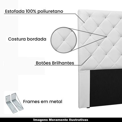 Cabeceira Decorativa Casal 1,40M Tàzio PU Branco - Gran Belo