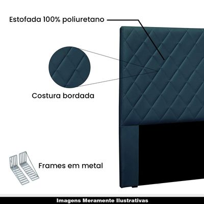 Cabeceira Decorativa King Size 1,95M Tàzio Veludo Azul Marinho - Gran Belo