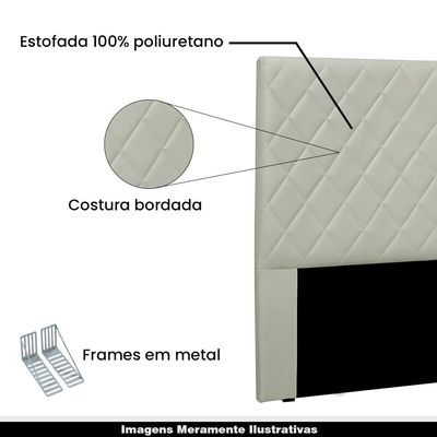 Cabeceira Decorativa Casal 1,40M Tàzio Veludo Prata - Gran Belo