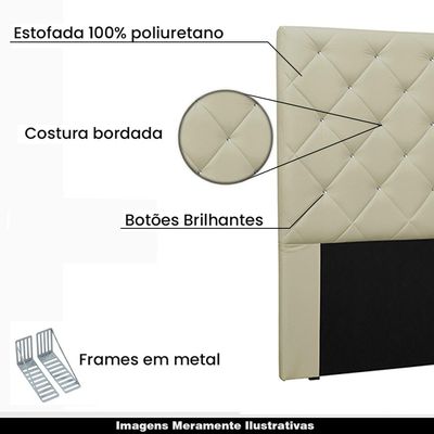 Cabeceira Decorativa Queen Size 1,60M Tàzio PU Marfim - Gran Belo