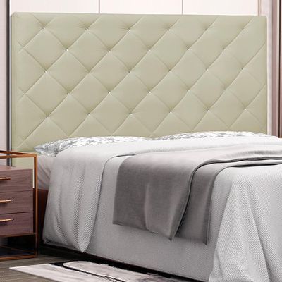 Cabeceira Decorativa Queen Size 1,60M Tàzio PU Marfim - Gran Belo