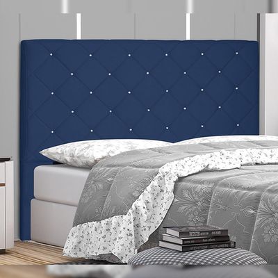 Cabeceira Decorativa Queen Size 1,60M Tàzio Suede Azul Marinho - Gran Belo