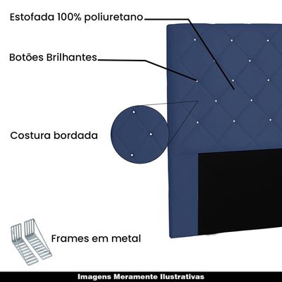 Cabeceira Decorativa King Size 1,95M Tàzio Suede Azul Marinho - Gran Belo