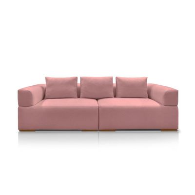Sofá Bipartido 3 Lugares com Almofadas Soltas 220cm Nuuk Linho Rosê G63 - Gran Belo
