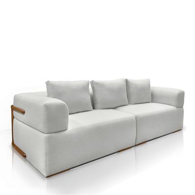 Sofá Bipartido 3 Lugares com Almofadas Soltas 240cm Nuuk Linho Cinza G63 - Gran Belo