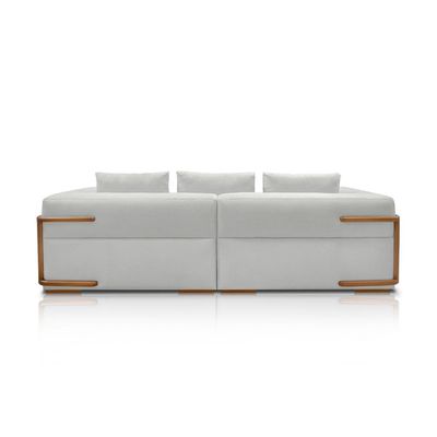 Sofá Bipartido 3 Lugares com Almofadas Soltas 240cm Nuuk Linho Cinza G63 - Gran Belo