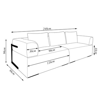 Sofá Bipartido 3 Lugares com Almofadas Soltas 240cm Nuuk Linho Off White G63 - Gran Belo