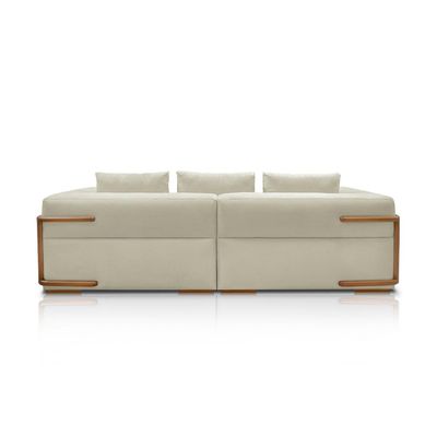 Sofá Bipartido 4 Lugares com Almofadas Soltas 280cm Nuuk Linho Off White G63 - Gran Belo