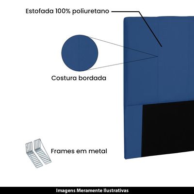 Cabeceira Decorativa Casal 1,40M Erza Suede Azul Marinho - Gran Belo