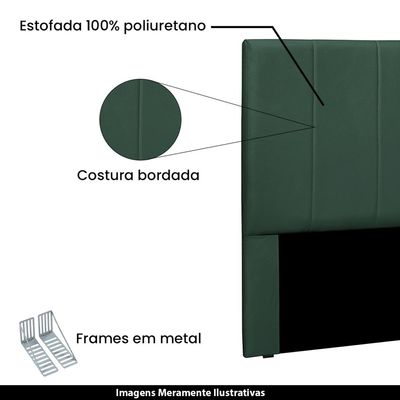 Cabeceira Decorativa Queen Size 1,60M Erza Veludo Verde Floresta - Gran Belo