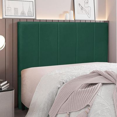 Cabeceira Decorativa Queen Size 1,60M Erza Veludo Verde Floresta - Gran Belo