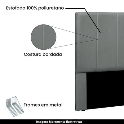 Cabeceira Decorativa King Size 1,95M Erza Veludo Cinza - Gran Belo
