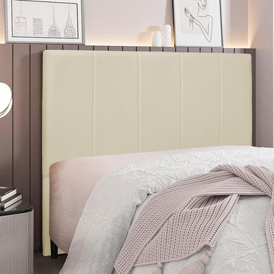 Cabeceira Decorativa King Size 1,95M Erza Veludo Bege - Gran Belo