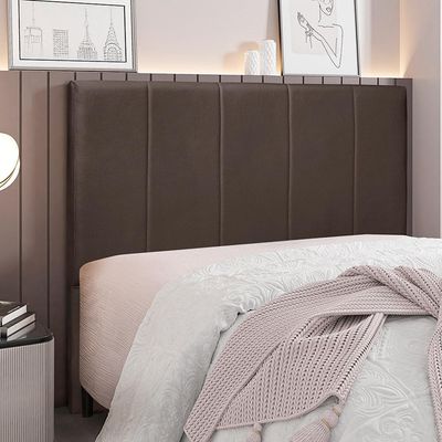 Cabeceira Decorativa King Size 1,95M Erza Veludo Marrom - Gran Belo