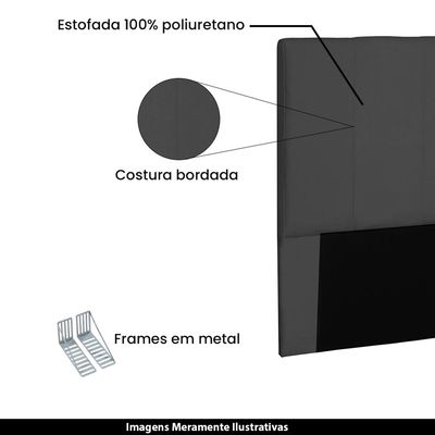 Cabeceira Decorativa Casal 1,40M Erza Suede Preto - Gran Belo