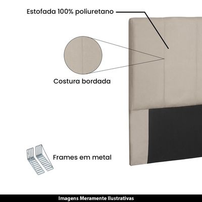 Cabeceira Decorativa Queen Size 1,60M Erza Suede Bege - Gran Belo