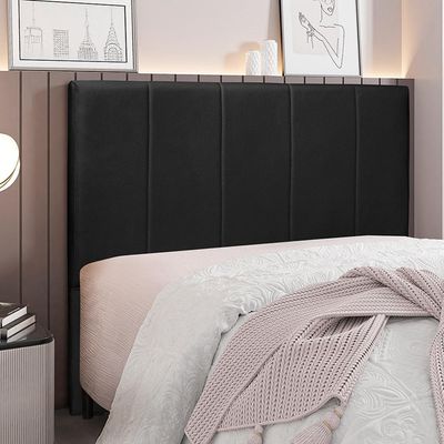 Cabeceira Decorativa King Size 1,95M Erza Veludo Preto - Gran Belo
