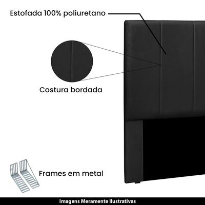 Cabeceira Decorativa King Size 1,95M Erza Veludo Preto - Gran Belo