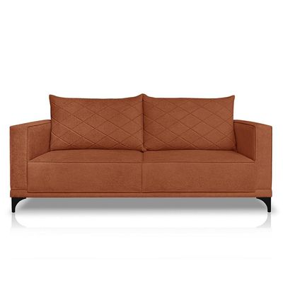 Sofá Living 2 Lugares com Pés de Ferro Almofadas Soltas 160cm Neso Bouclê Terracota G63 - Gran belo