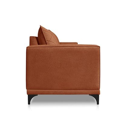 Sofá Living 2 Lugares com Pés de Ferro Almofadas Soltas 160cm Neso Bouclê Terracota G63 - Gran belo