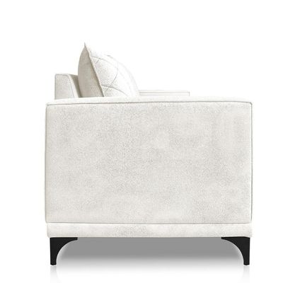 Sofá Living 2 Lugares com Pés de Ferro Almofadas Soltas 160cm Neso Bouclê Off White G63 - Gran belo