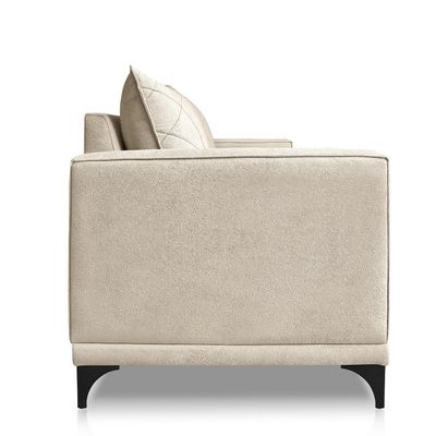 Sofá Living 3 Lugares com Pés de Ferro Almofadas Soltas 220cm Neso Bouclê Bege G63 - Gran belo