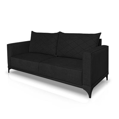 Sofá Living 2 Lugares com Pés de Ferro Almofadas Soltas 200cm Neso Bouclê Preto G63 - Gran belo