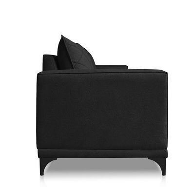Sofá Living 2 Lugares com Pés de Ferro Almofadas Soltas 200cm Neso Bouclê Preto G63 - Gran belo