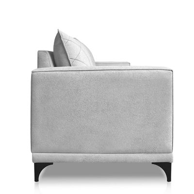 Sofá Living 3 Lugares com Pés de Ferro Almofadas Soltas 220cm Neso Bouclê Cinza G63 - Gran belo