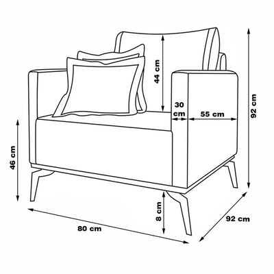 Kit 2 Poltronas Decorativas Pés em Aço Stagno Linho Cinza - Gran Belo