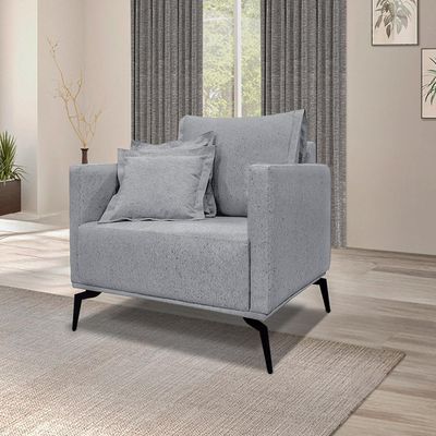 Kit 2 Poltronas Decorativas Pés em Aço Stagno Linho Cinza - Gran Belo
