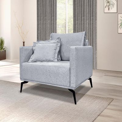 Kit 2 Poltronas Decorativas Pés em Aço Stagno Linho Cinza Rustico - Gran Belo