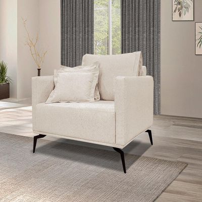 Kit 2 Poltronas Decorativas Pés em Aço Stagno Linho Pérola - Gran Belo