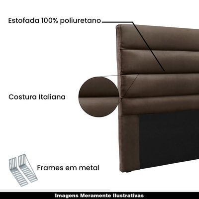 Cabeceira Decorativa 1,40M Guess Veludo Marrom - Gran Belo