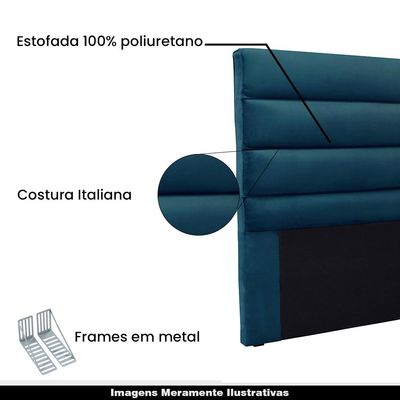 Cabeceira Decorativa Queen Size 1,60M Guess Veludo Azul Marinho - Gran Belo