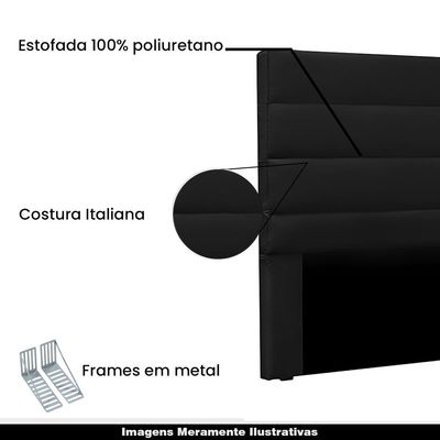 Cabeceira Decorativa 1,40M Guess PU Preto - Gran Belo