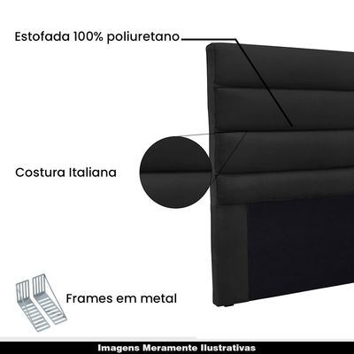 Cabeceira Decorativa 1,40M Guess Veludo Preto - Gran Belo