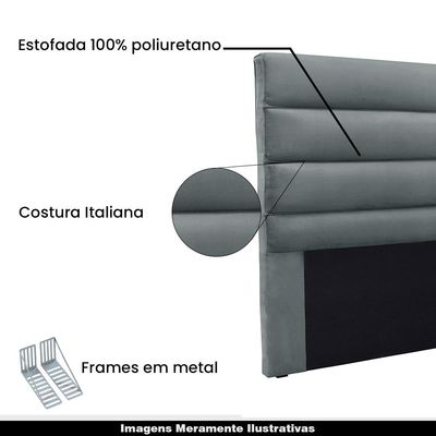Cabeceira Decorativa 1,40M Guess Veludo Cinza - Gran Belo