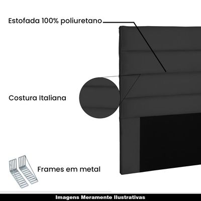 Cabeceira Decorativa 1,40M Guess Suede Preto - Gran Belo