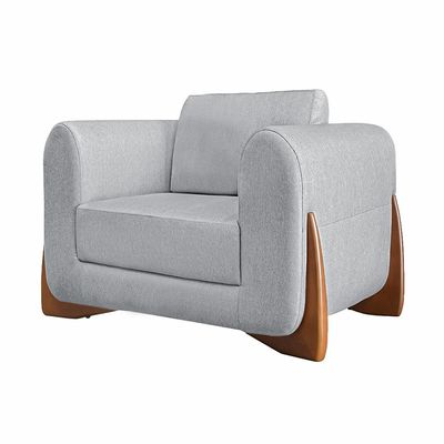 Poltrona Decorativa Pés em Madeira Buzz Linho Cinza Rustico - Gran Belo