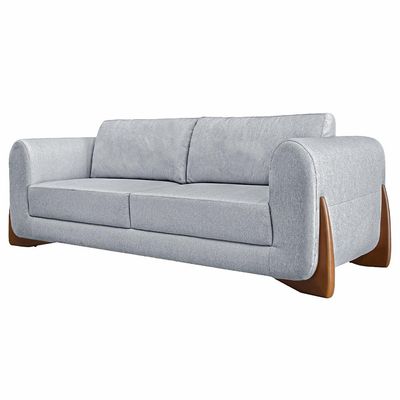 Sofá Decorativo 2 Lugares 180cm Pés em Madeira Buzz Linho Cinza Rústico - Gran Belo