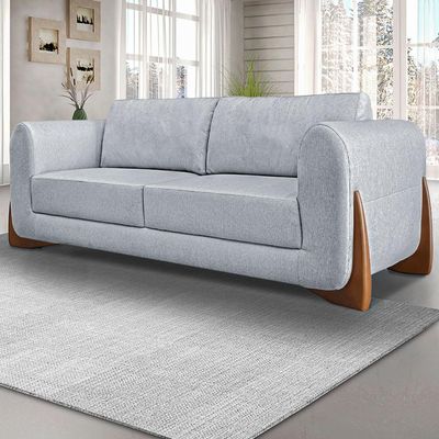 Sofá Decorativo 2 Lugares 180cm Pés em Madeira Buzz Linho Cinza Rústico - Gran Belo
