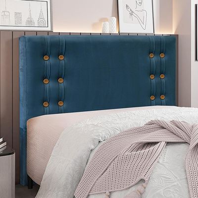 Cabeceira Decorativa Queen Size 1,60M Kors Veludo Azul Marinho - Gran Belo