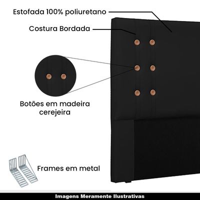 Cabeceira Decorativa 1,40M Kors PU Preto - Gran Belo